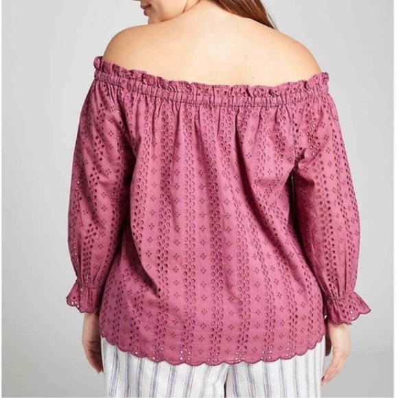 Lane Bryant Women’s Eyelet Off The Shoulders Peasant Top Blouse Plus Size 18/20 - Picture 2 of 10